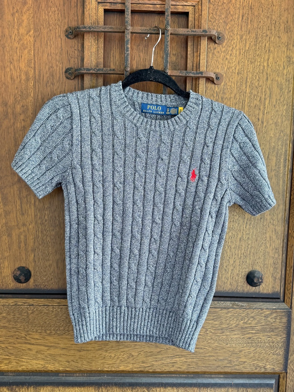 Ralph Lauren stone Gray Cable-Knit Crewneck Sweater Size XS